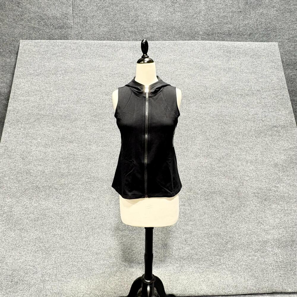 Lauren Ralph Lauren Tank Top Womens PS Black Sleeveless Zip Hoodie Activewear